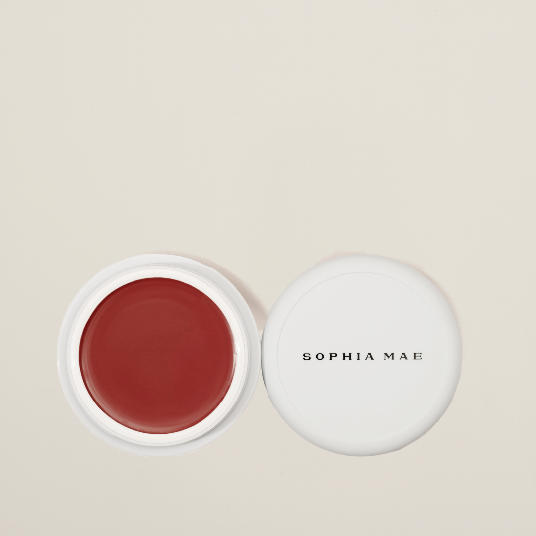 SOPHIA MAE Tan Blusher – creamy, sun-kissed cream blush for a golden-hour glow with hydrating castor and sweet almond oils.