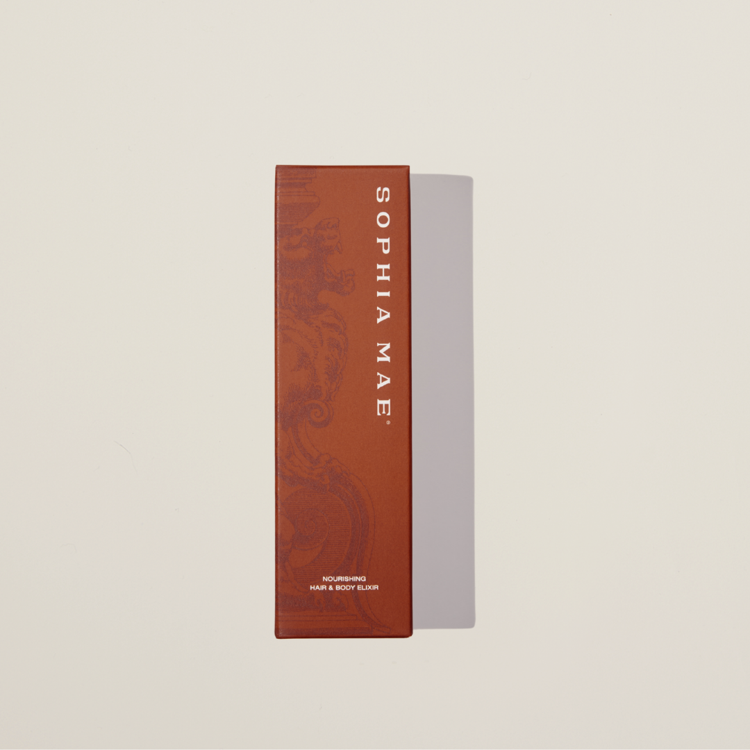 Luxurious hair and body oil with vitamin E – SOPHIA MAE Satin Sheen delivers glowing skin and smooth, glossy hair with a lingering warm fragrance.