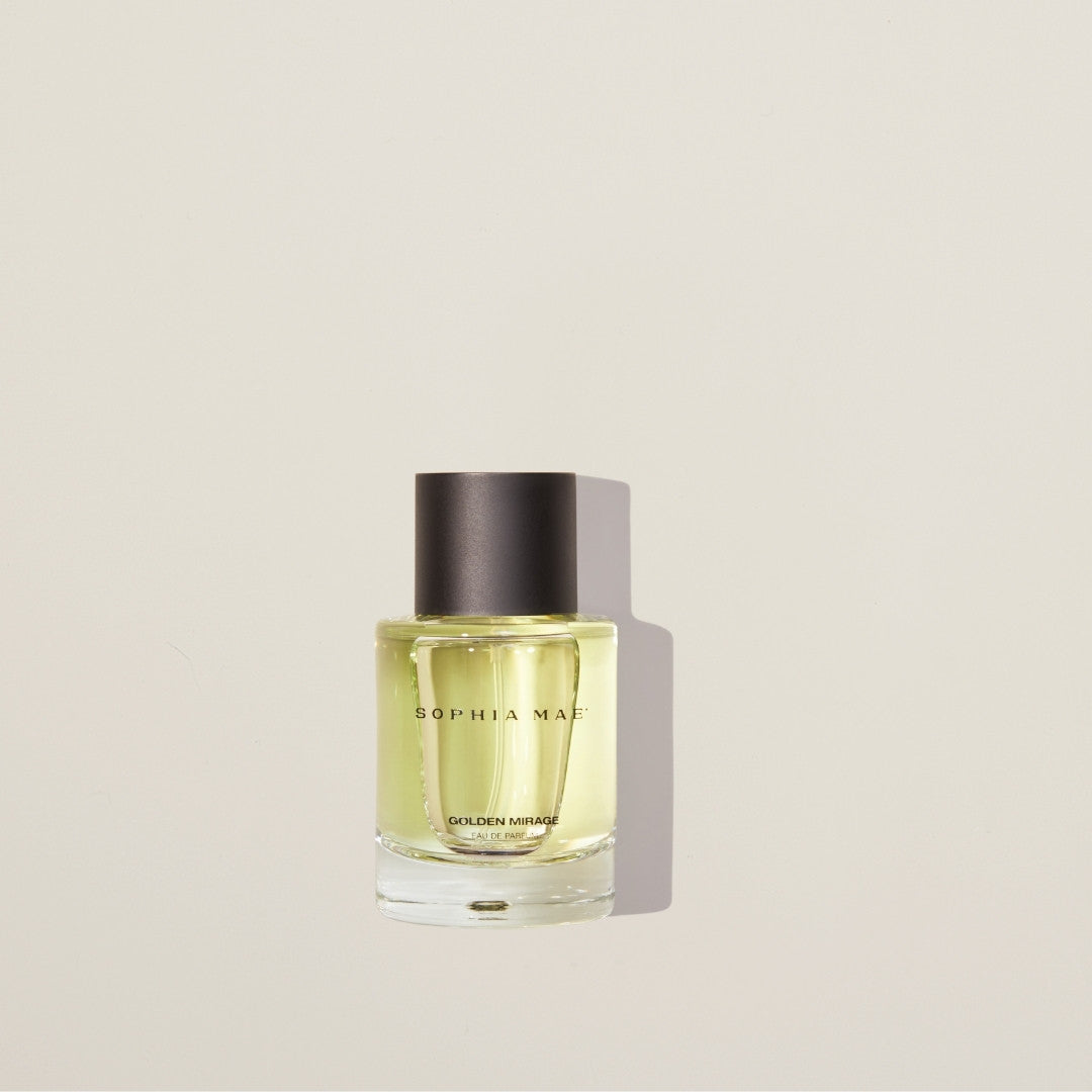 Golden Mirage eau de parfum – radiant summer fragrance with mandarin, orange blossom, amber, and musk for a fresh yet sensual scent.