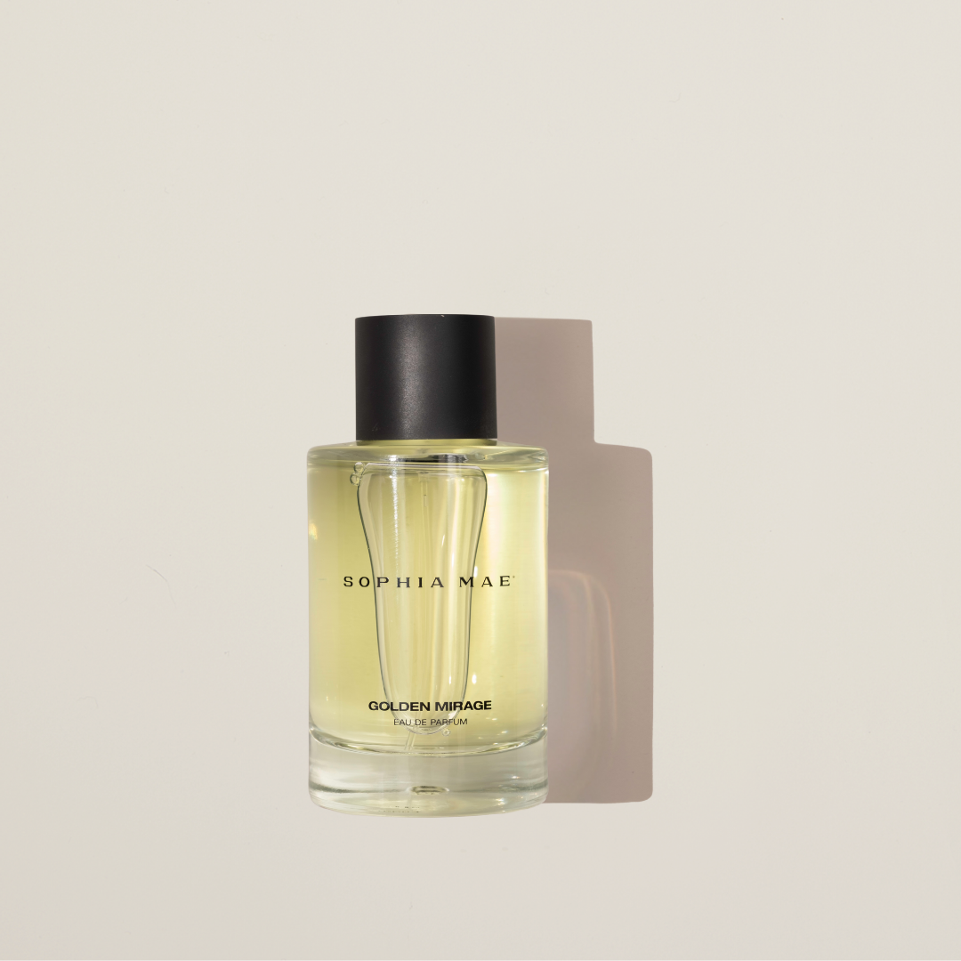 Golden Mirage fragrance – uplifting and sunlit eau de parfum with sparkling citrus top notes and a lingering amber-musk finish.