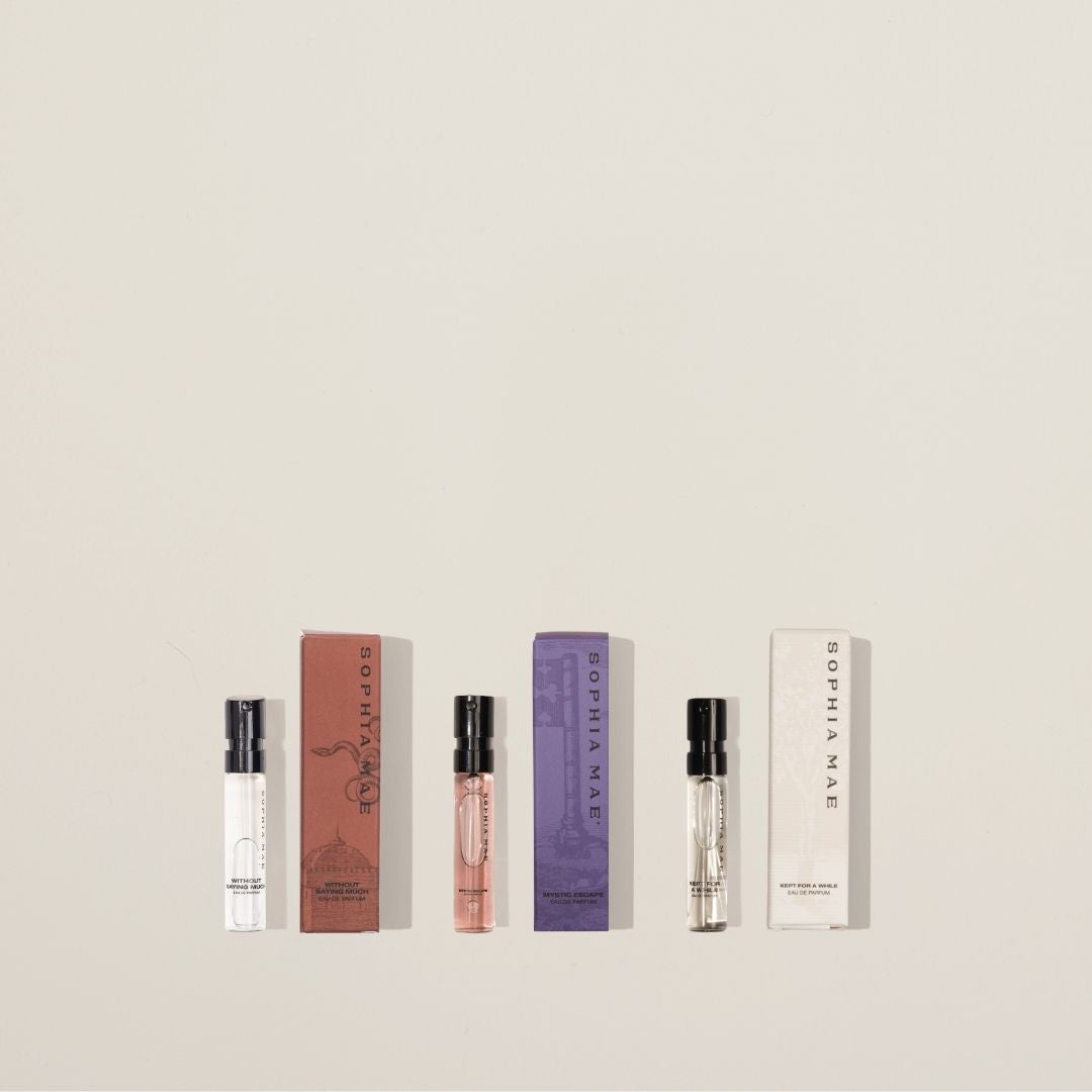 Wrap yourself in warmth with SOPHIA MAE winter eau de parfums, deep, cozy, and sophisticated.