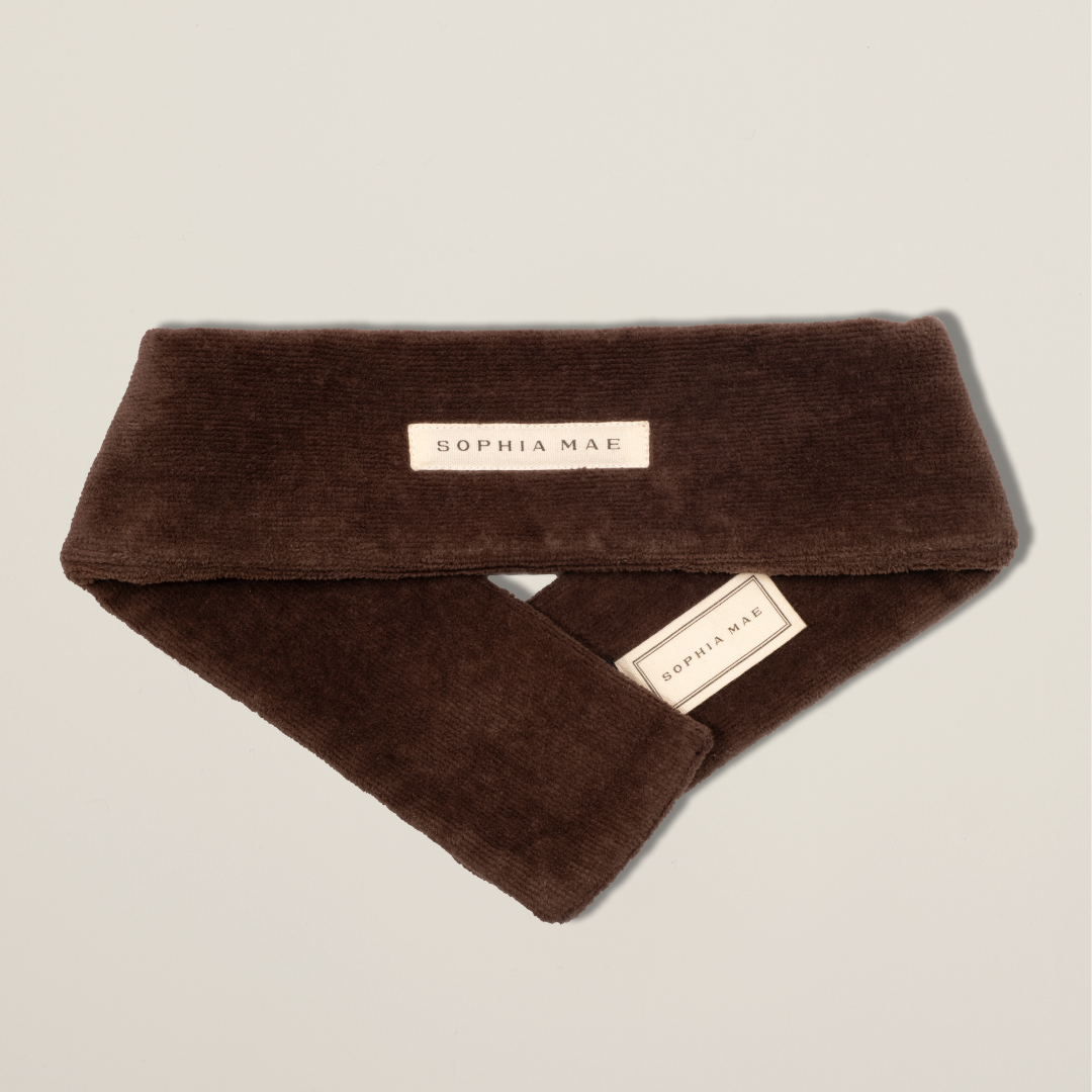 Luxury skincare headband in soft, thick terry cotton – ideal for cleansing, makeup, or self-care rituals with a calm, earthy tone.