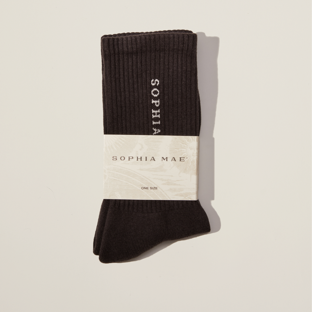 Luxury charcoal socks by SOPHIA MAE – high-quality cotton blend with plush footbed for refined comfort in a versatile, easy-to-style design.