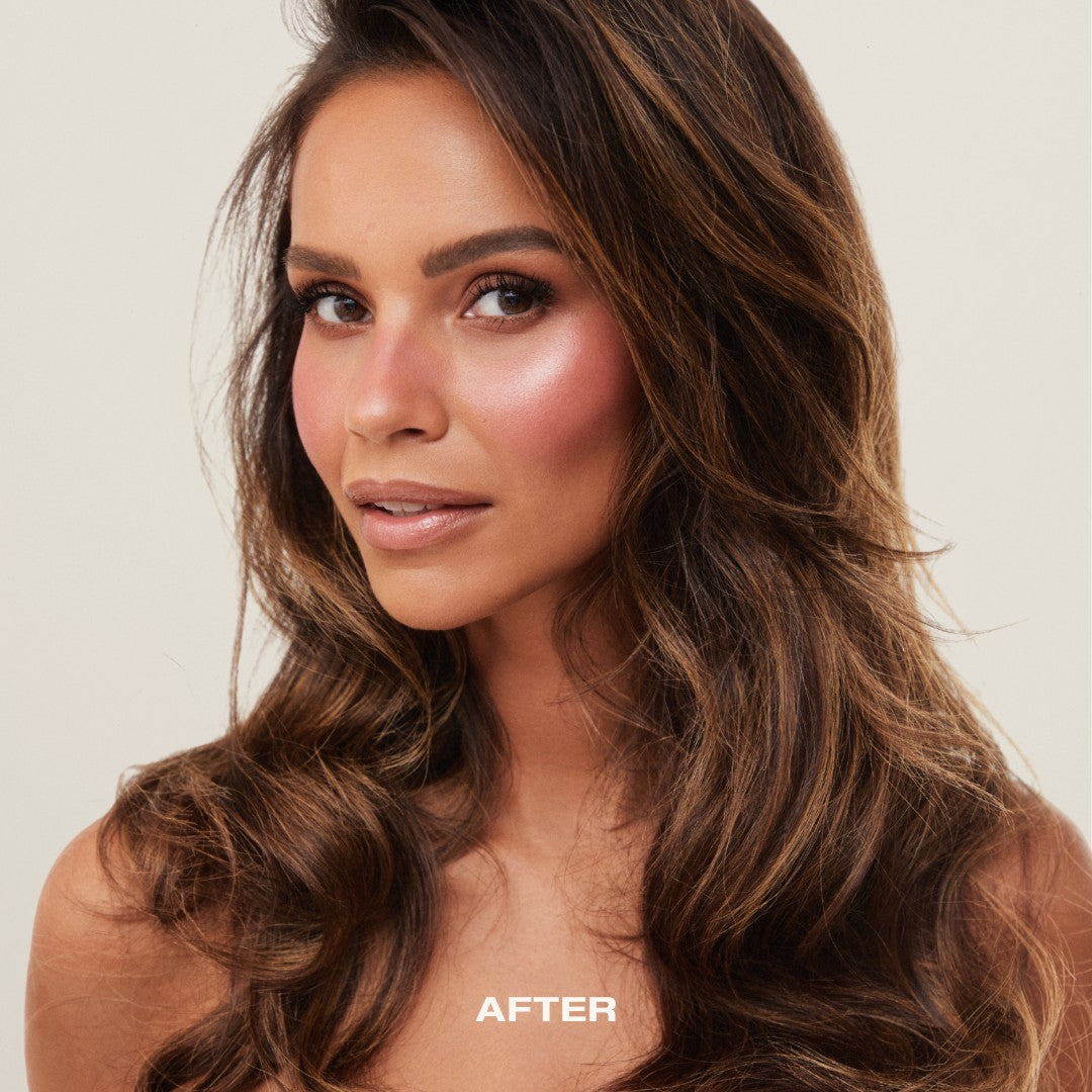 Tan Blusher with skincare benefits – natural glow-enhancing formula infused with castor oil, almond oil, and tomato extract.