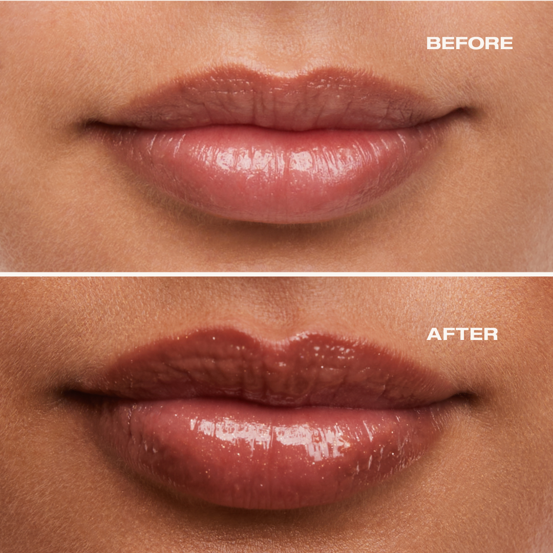Hydrating lip gloss with plumping effect – lightweight, glossy texture with a refreshing finish and visible volume boost.