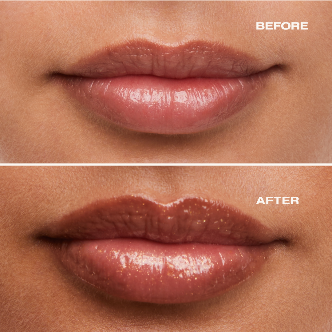 Glossy shimmer lip gloss – adds seductive shine and volume for a glamorous, fuller-lip look.