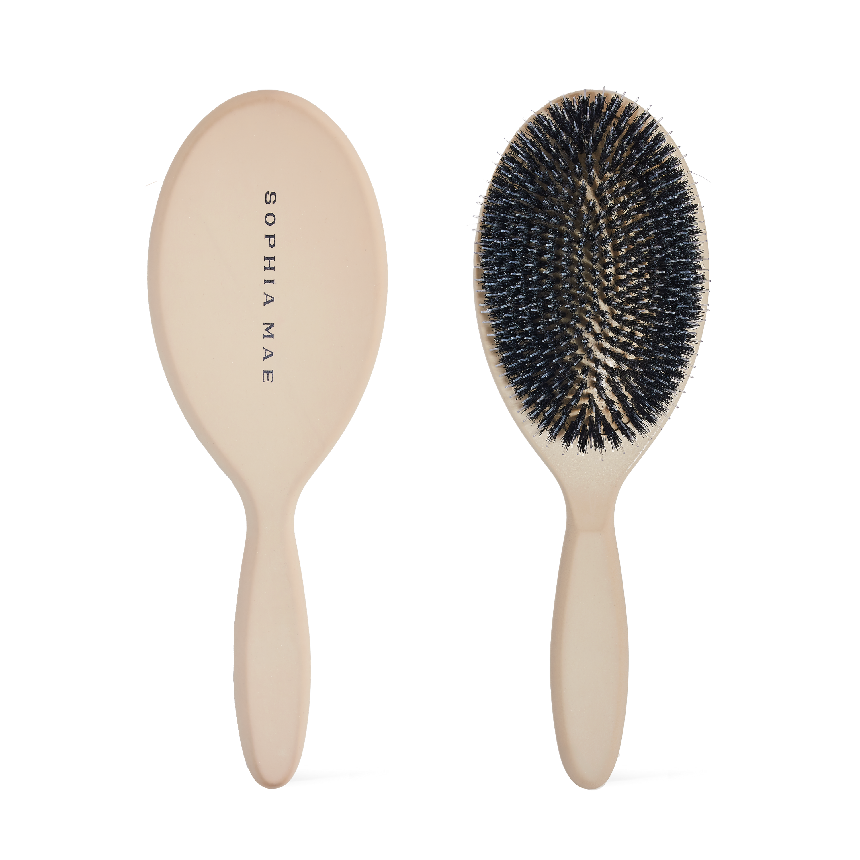 Luxury hair brush that distributes natural oils for healthy shine and nourished hair. Comes with a velvet travel pouch.