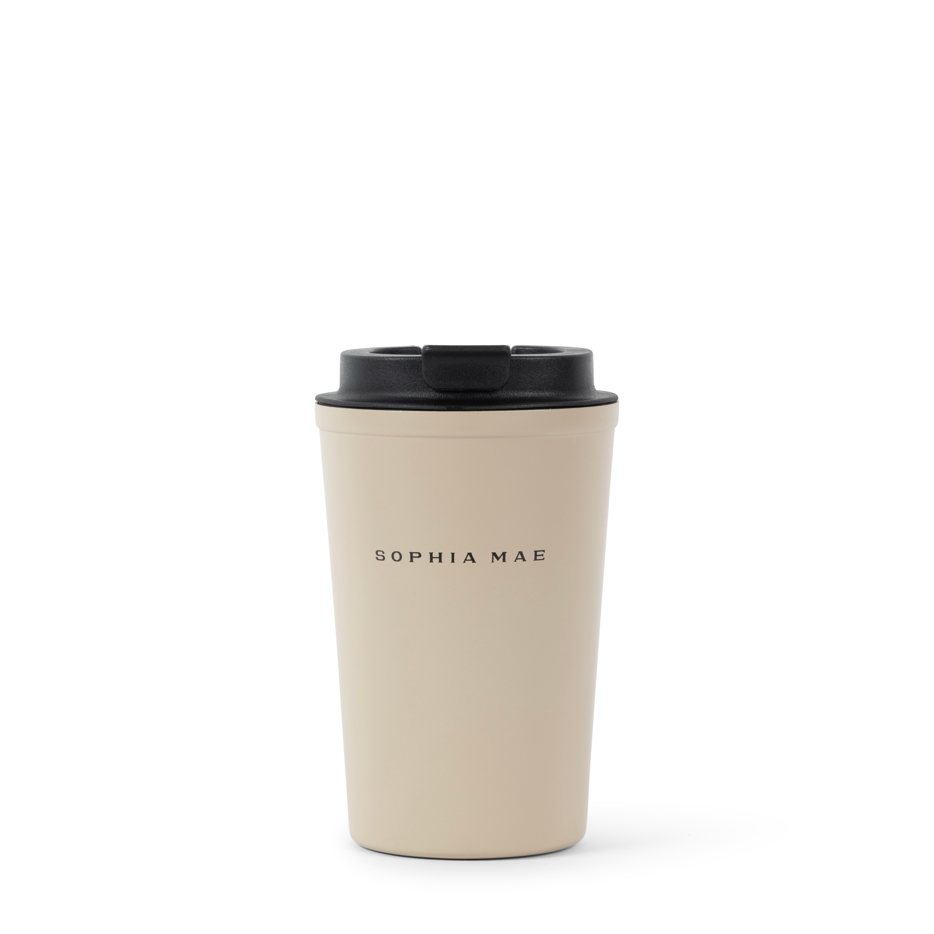 Travel mug to-go cup made from durable stainless steel with a minimalist design