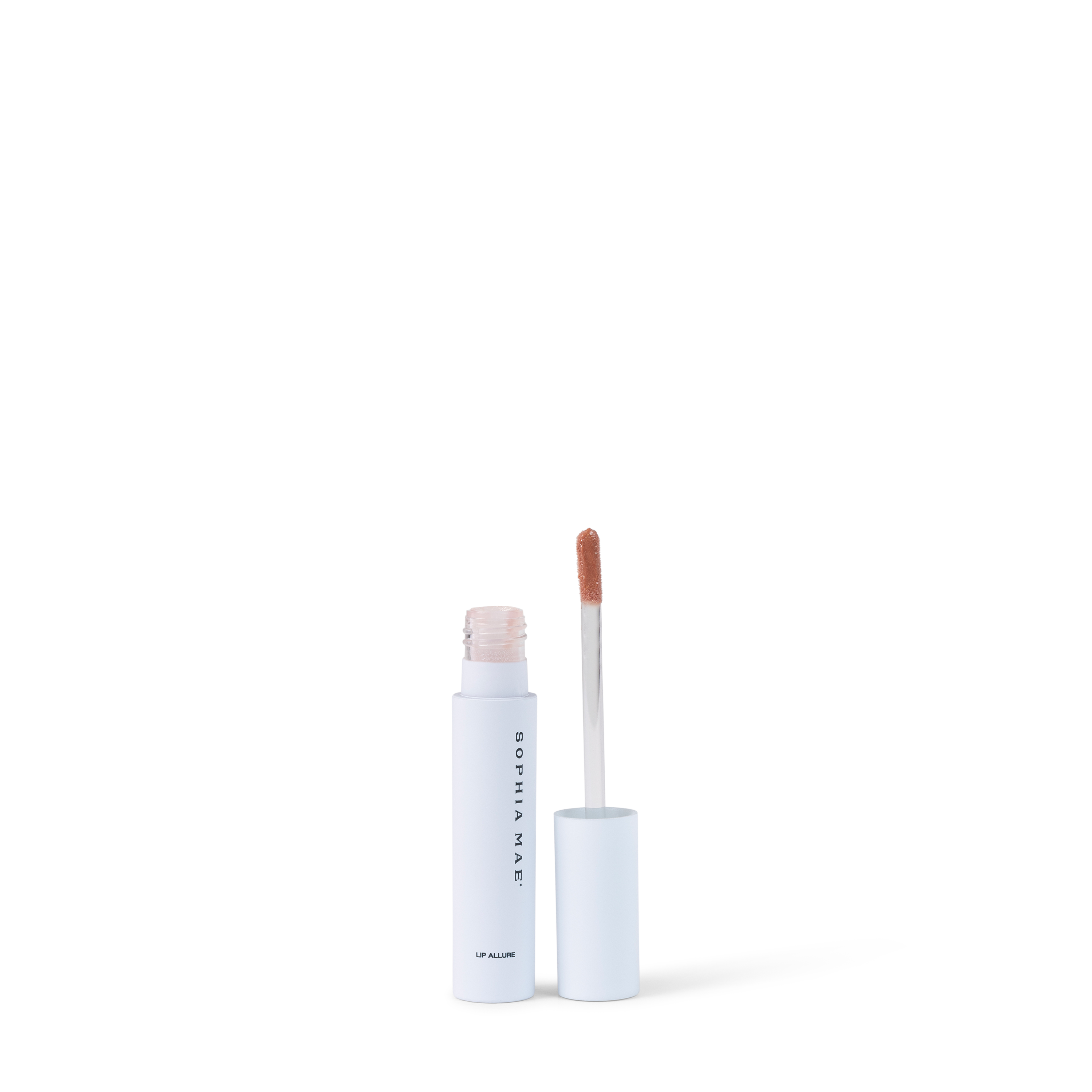 SOPHIA MAE Lip Allure – hydrating 3D lip gloss with vitamin E and plum seed oil for a radiant glow and lasting comfort.