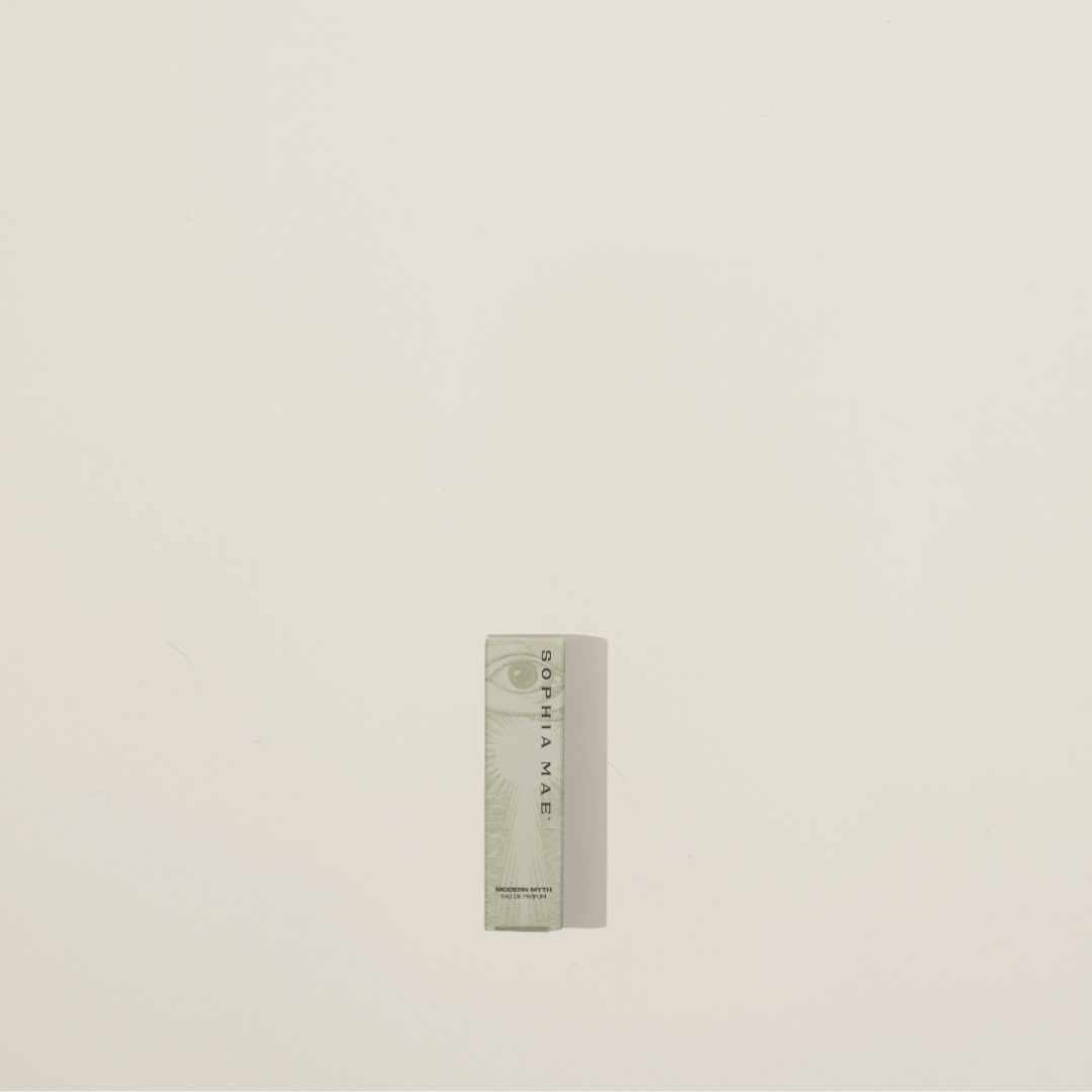 Modern Myth eau de parfum tester (2 ml) – exclusive limited-time sale featuring a fresh unisex blend of white florals, musk, sandalwood, and coconut.