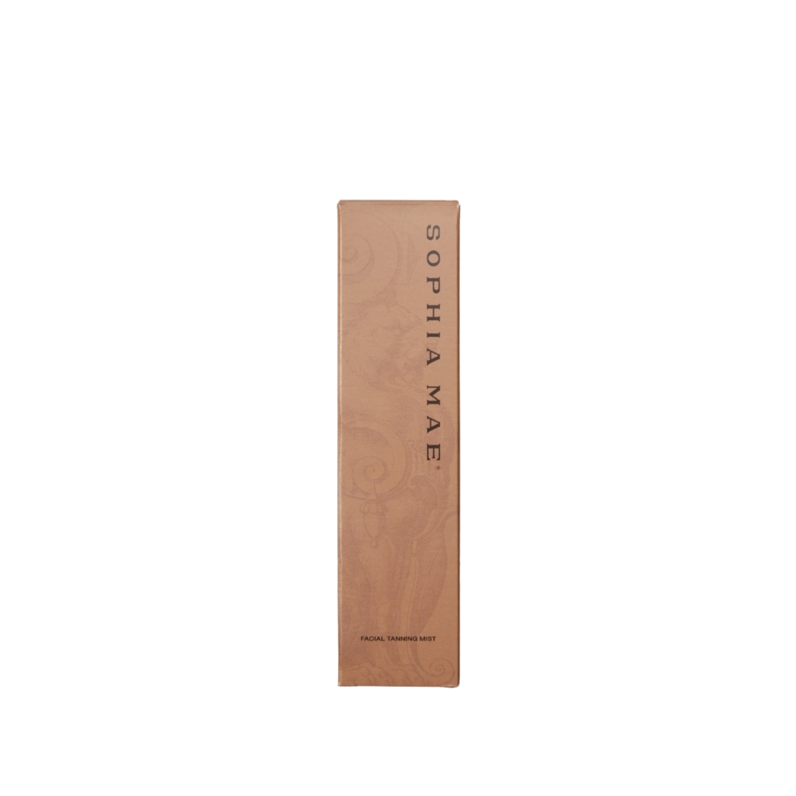 Full-size SOPHIA MAE Facial Tanning Mist in een smalle beige doos met logo.
