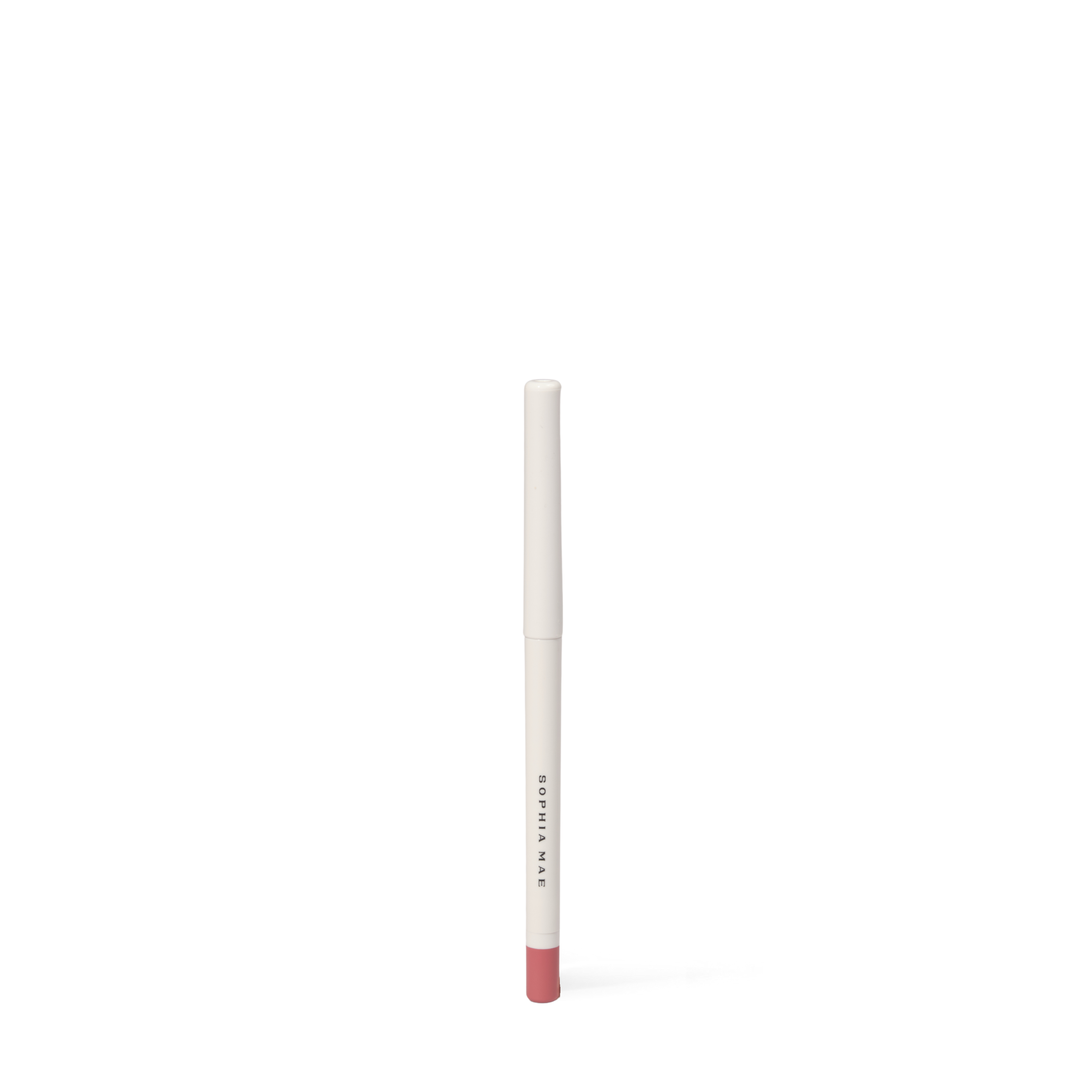 Long lasting lip liner with lip liner sharpener, shade frosted pink from SOPHIA MAE.