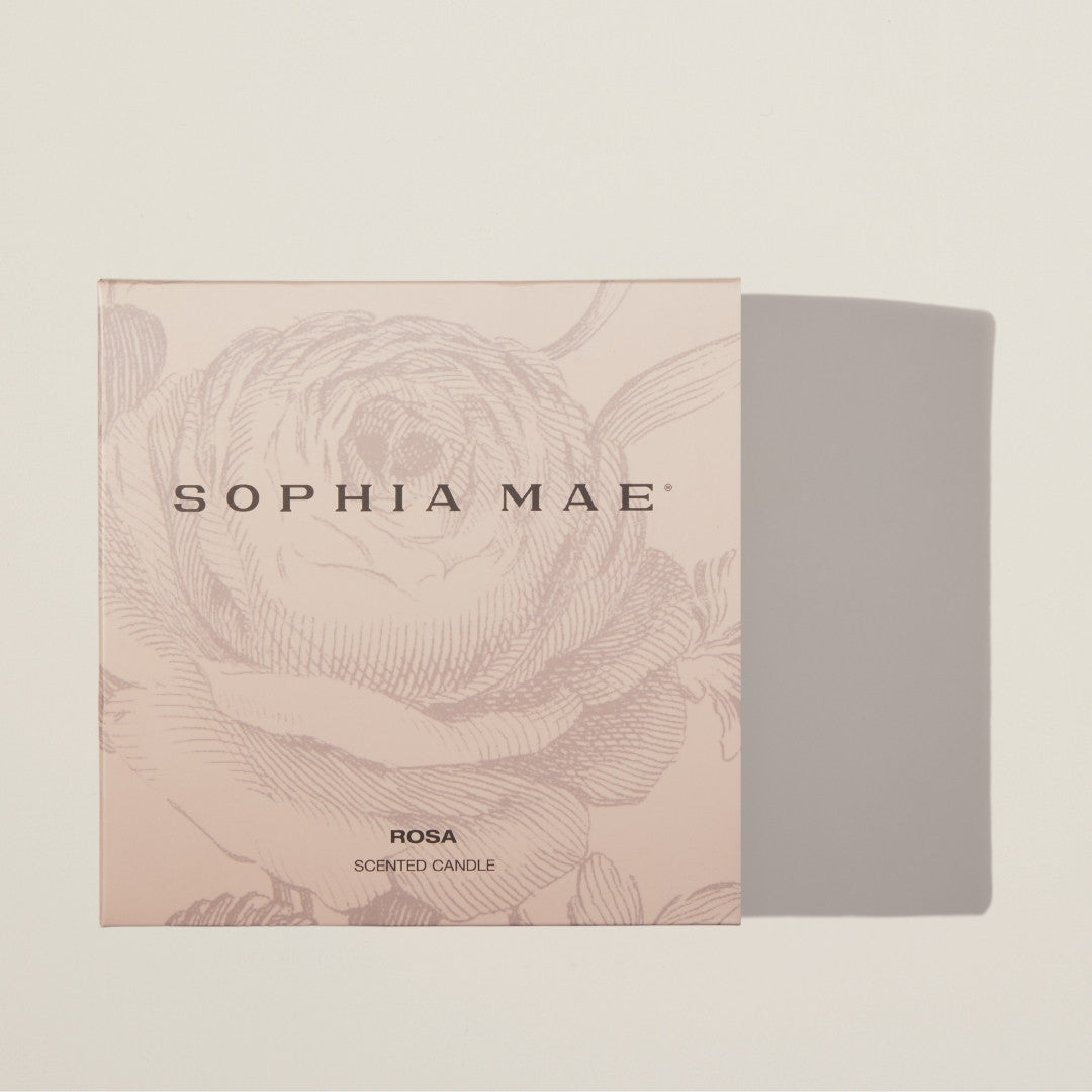 Elegant home fragrance candle inspired by dewy rose gardens – Rosa blends sweet petals and fruit for a soft, sensual atmosphere.