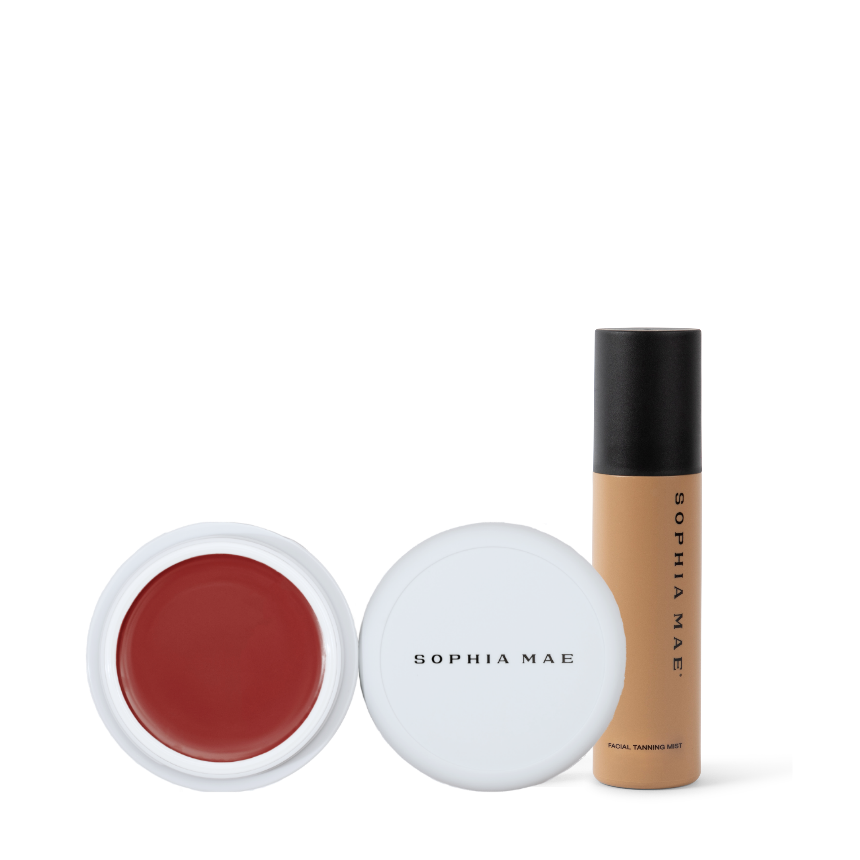 Sun kissed makeup look with tan blush and self tan for face.