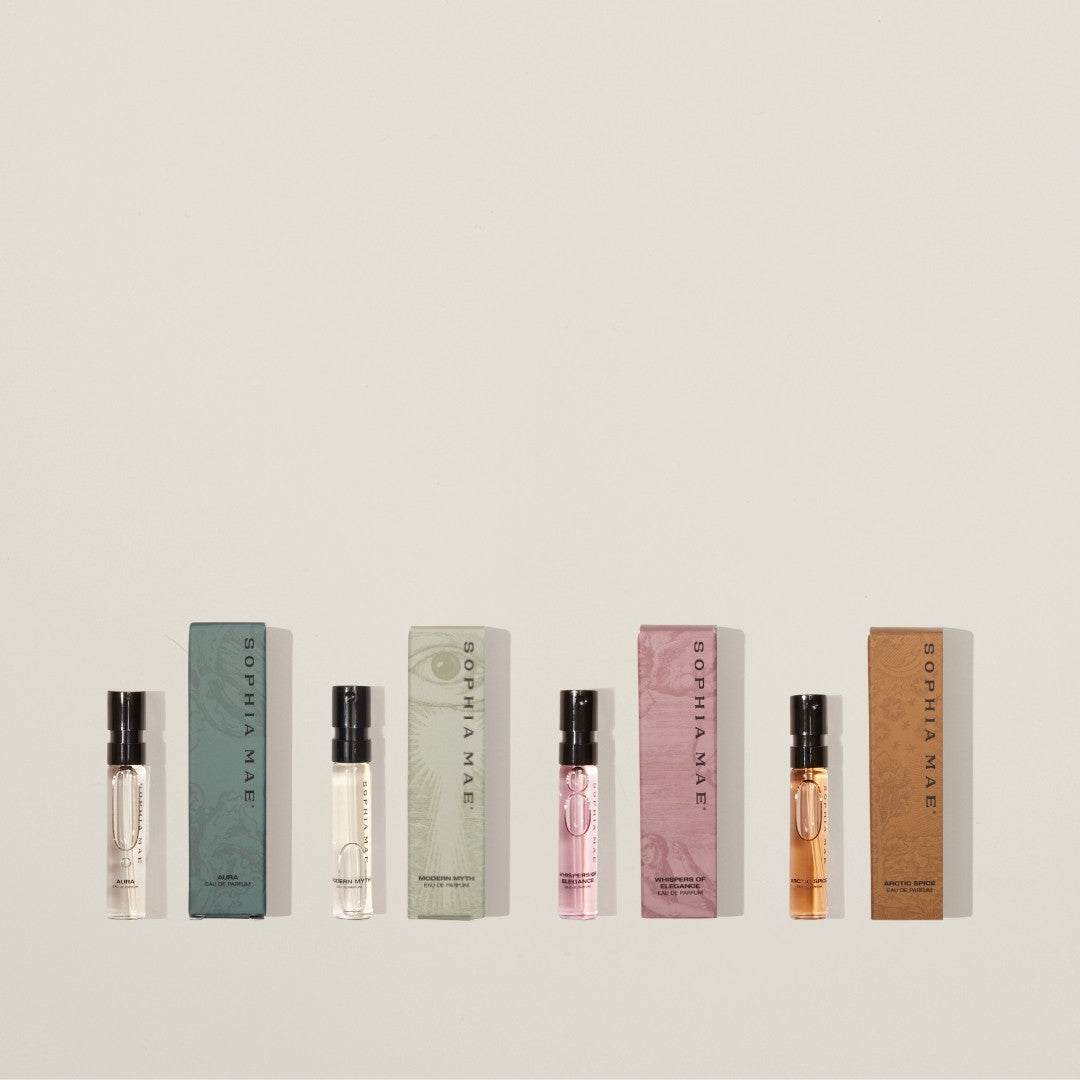 Four SOPHIA MAE eau de parfum samples to try.