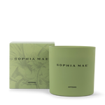 SOPHIA MAE Artemis candle and illustrated box in signature green.
