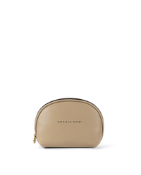 SOPHIA MAE beige Beauty Bag with zip closure and logo detail.
