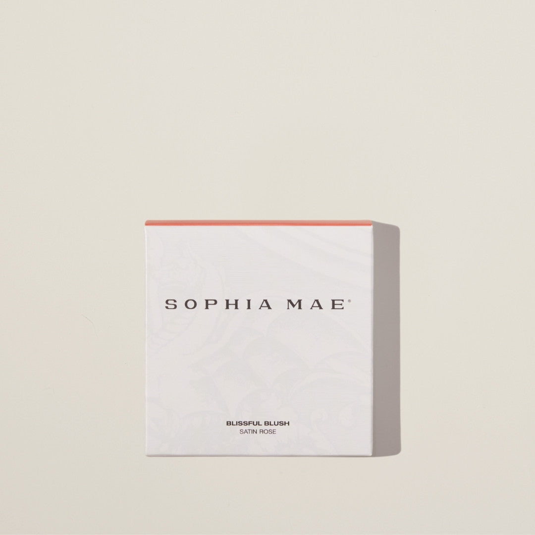 Blissful Blush by SOPHIA MAE – natural cream blush for cheeks, lips, or eyes, offering buildable color and radiant glow.