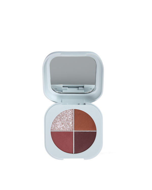 SOPHIA MAE Eyeshadow Palette with four neutral and shimmer shades in a compact case.