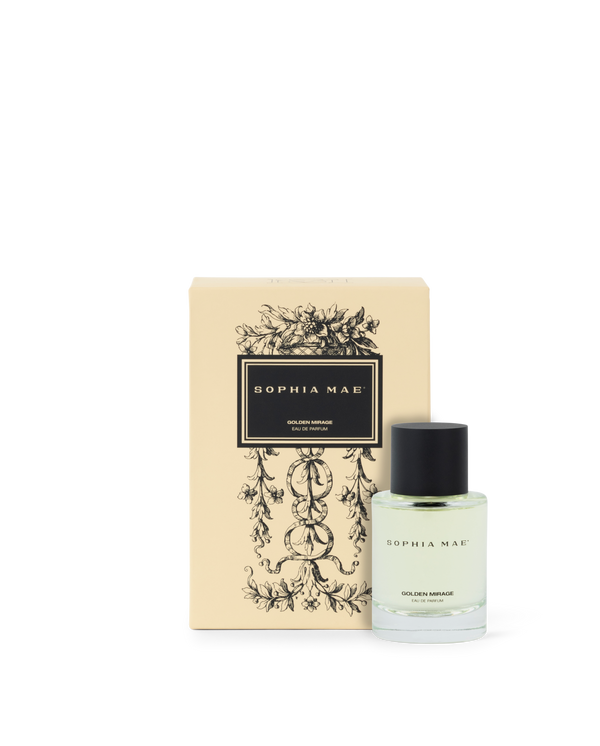 SOPHIA MAE Golden Mirage Eau de Parfum with branded packaging.
