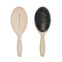 Luxury hair brush that distributes natural oils for healthy shine and nourished hair. Comes with a velvet travel pouch. 