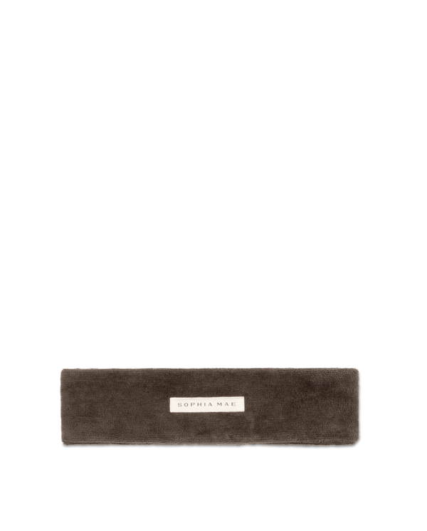 SOPHIA MAE soft brown Headband with logo detail.