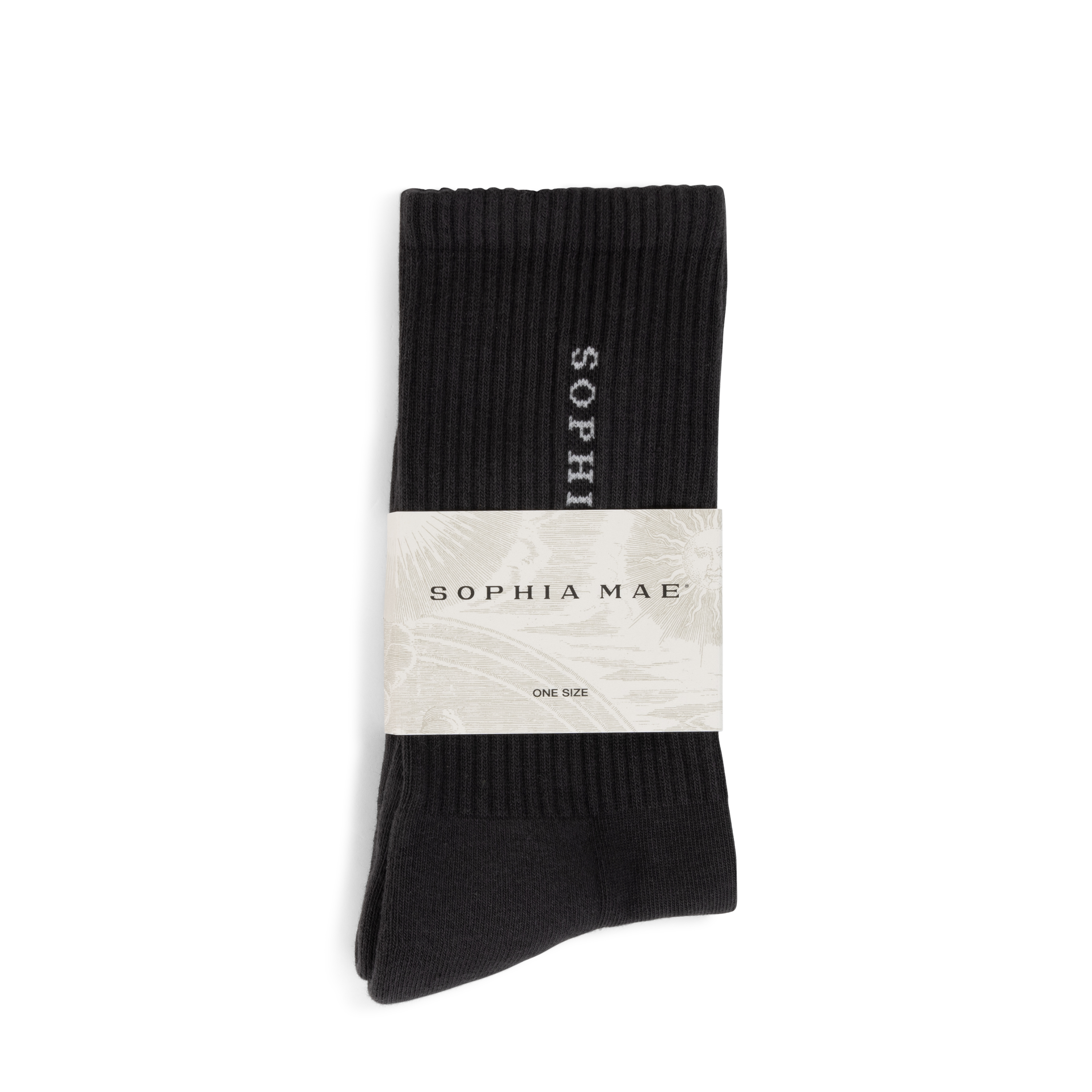 Signature Socks - luxury one-size socks in charcoal gray with SOPHIA MAE logo