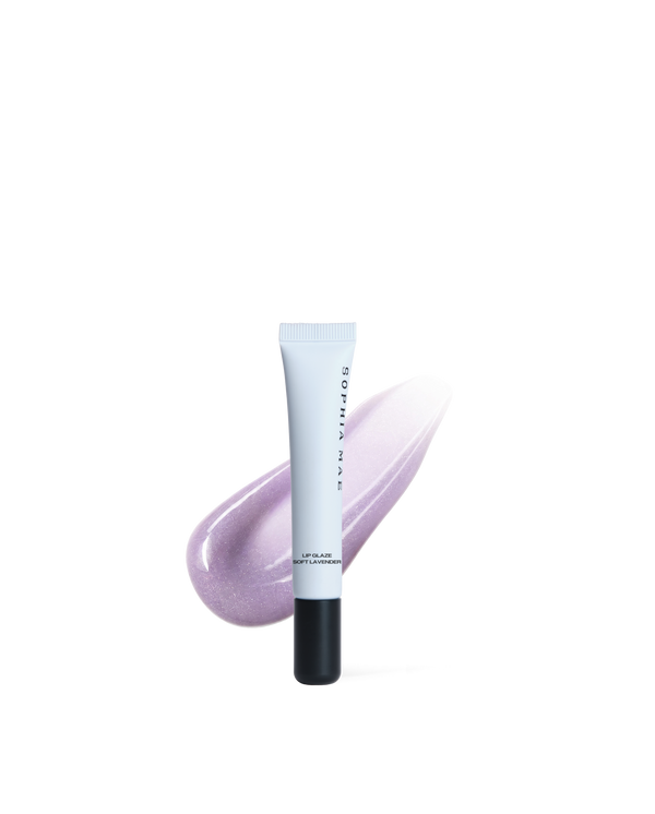 SOPHIA MAE Lip Glaze Soft Lavender with sheer glossy finish.