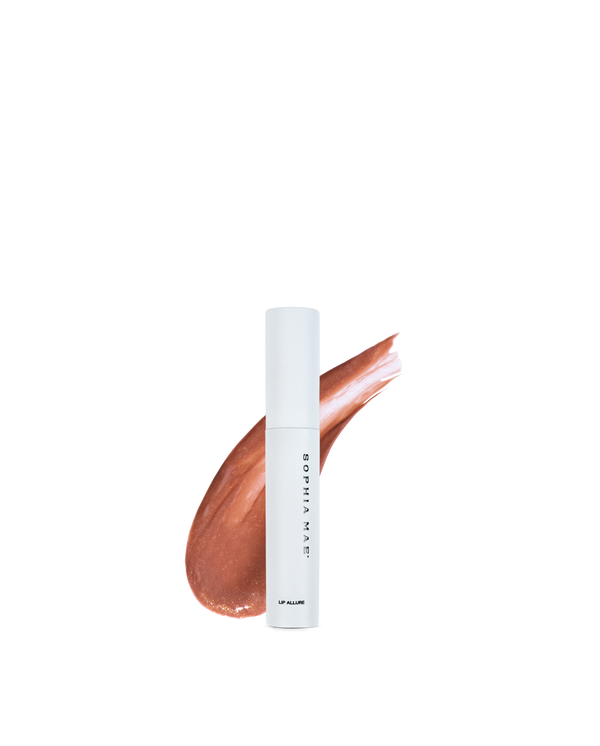 SOPHIA MAE Lip Allure Bare Bliss with warm nude glossy finish.