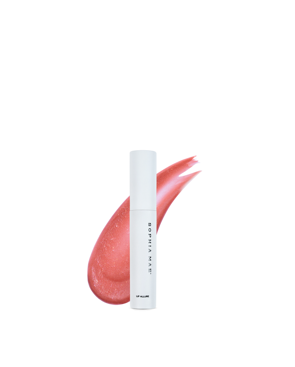 SOPHIA MAE Lip Allure Radiant Rose with soft pink glossy finish.