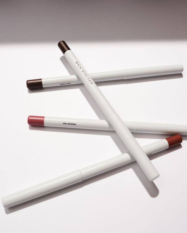 SOPHIA MAE Lip Liners in Frosted Pink, Warm Spice, Cool Taupe and Deep Espresso.