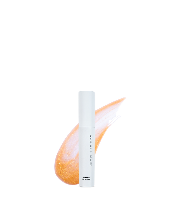 SOPHIA MAE Plumping Lip Allure Golden Harmony with sheer golden glossy finish.