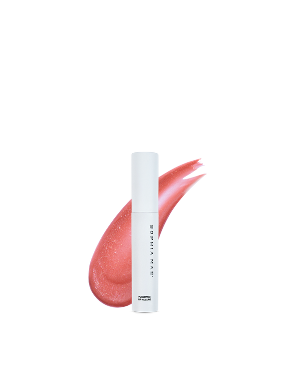 SOPHIA MAE Plumping Lip Allure Radiant Rose with soft pink glossy finish.
