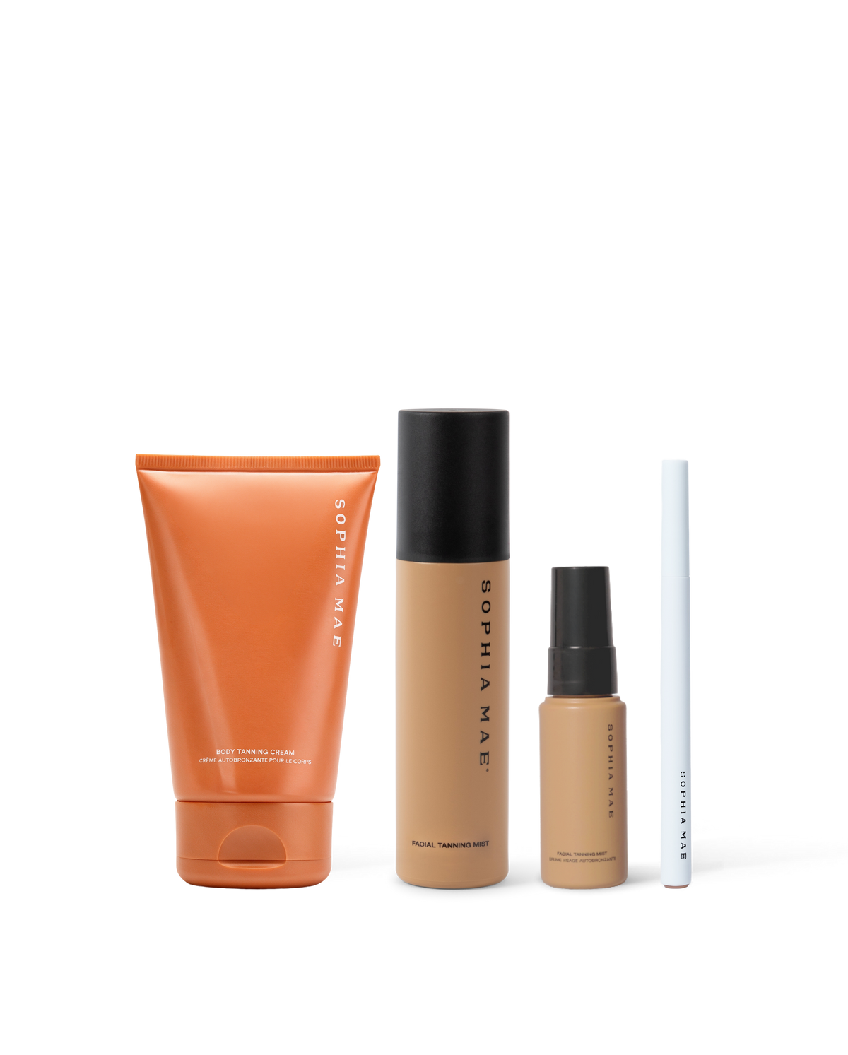 Packshot SOPHIA MAE's complete tanning routine.