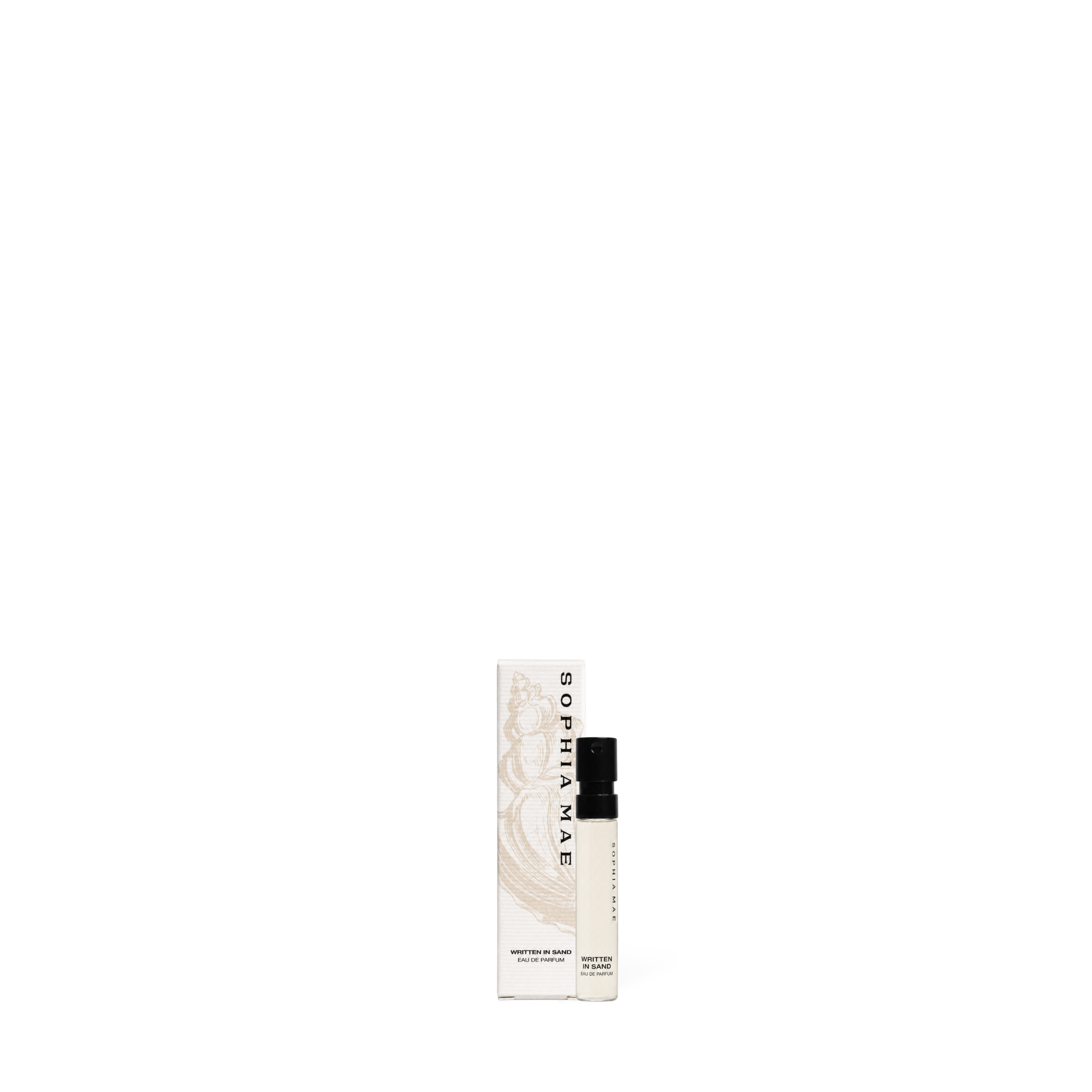 Sample 2 ml Written in Sand eau de parfum SOPHIA MAE met verpakking.