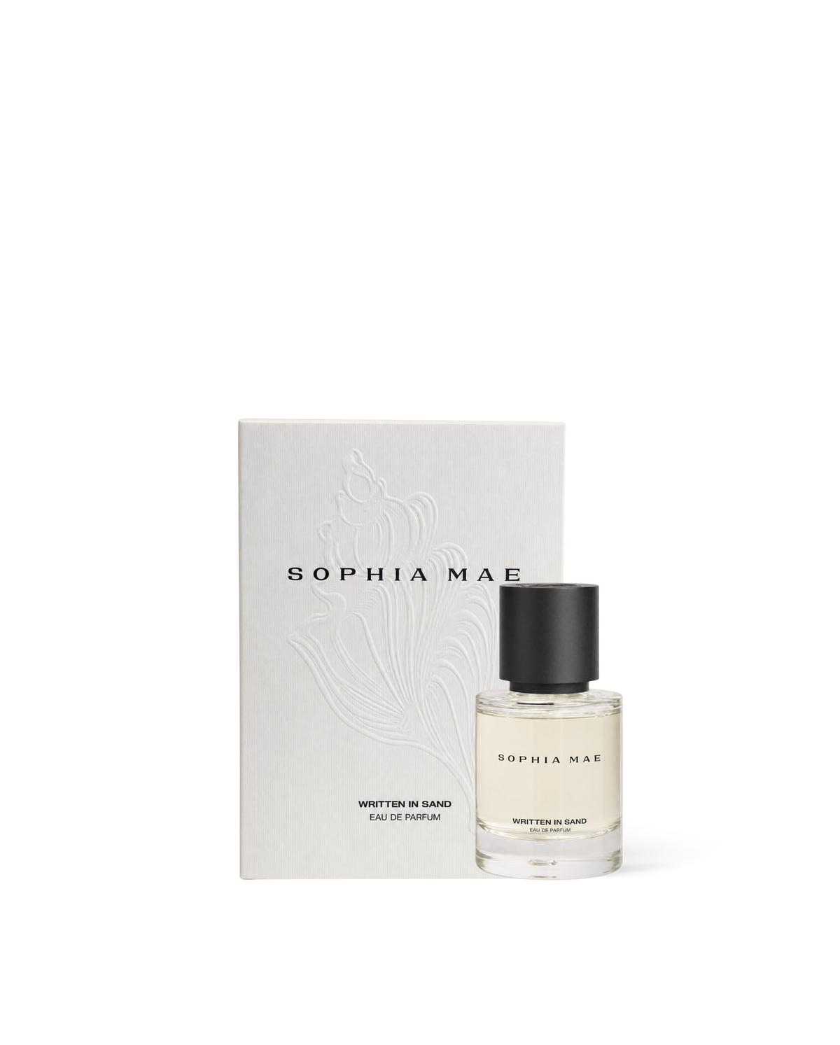 SOPHIA MAE Written In Sand 50 ml Eau de Parfum with branded packaging.
