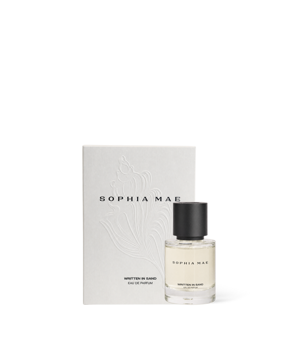 SOPHIA MAE Written In Sand 50 ml Eau de Parfum with branded packaging.
