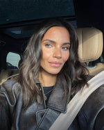 Monice Geuze wearing SOPHIA MAE Liquid Lip Balm with glossy lips.