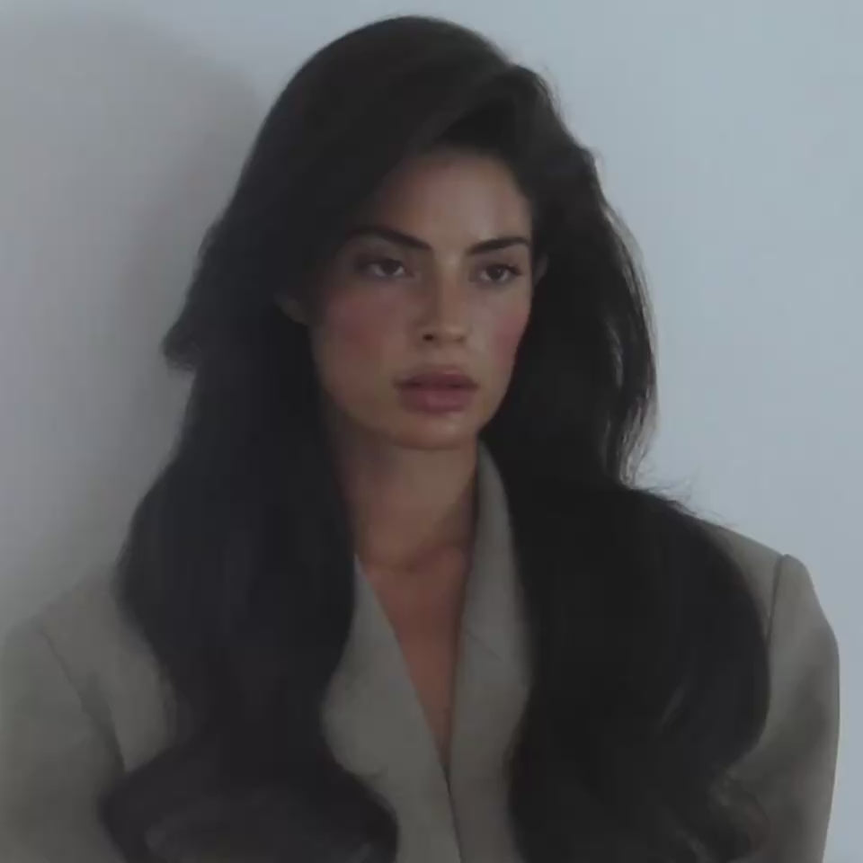 Woman showing full, voluminous hair styled with SOPHIA MAE Volumizing Dry Shampoo.